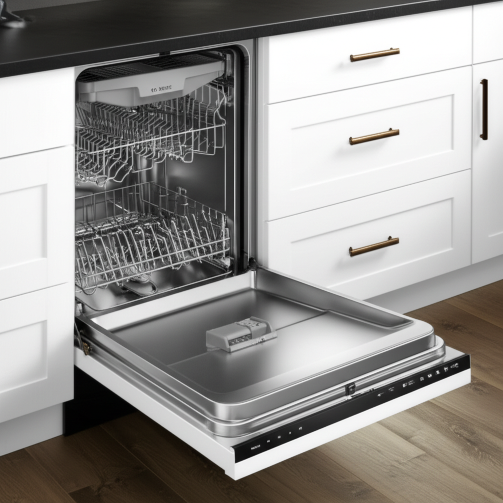 Bosch panel-ready dishwasher seamlessly integrated into modern kitchen