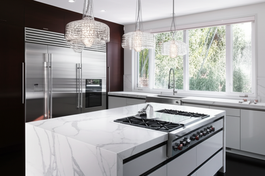 Modern luxury kitchen with Sub-Zero and Wolf appliances