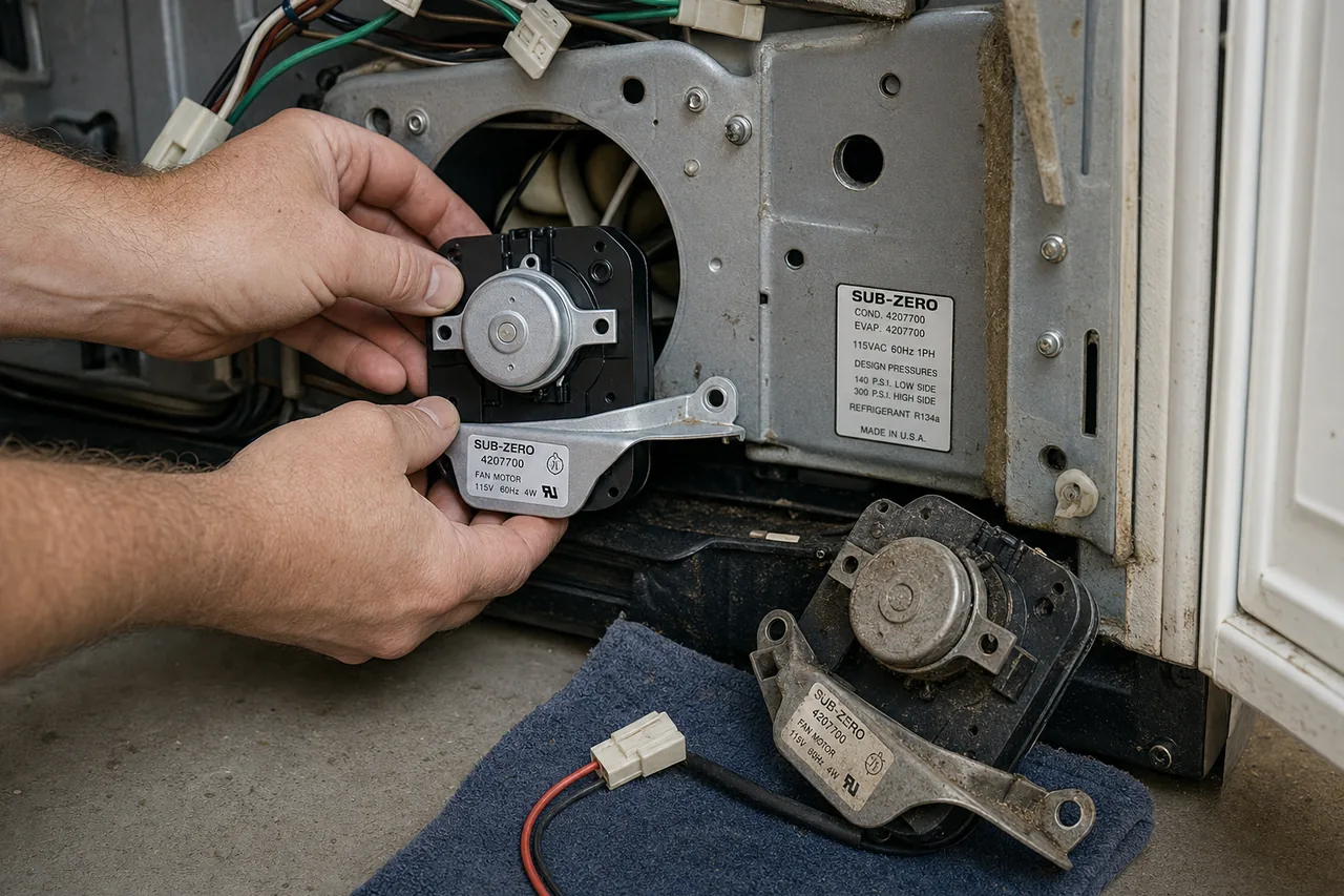 Close-up of an OEM appliance part replacement