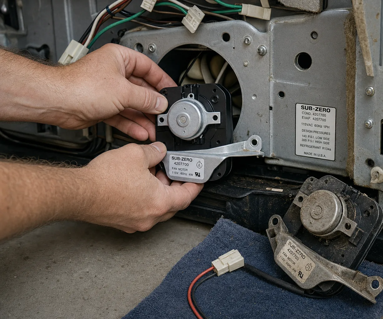 Close-up of an OEM appliance part replacement